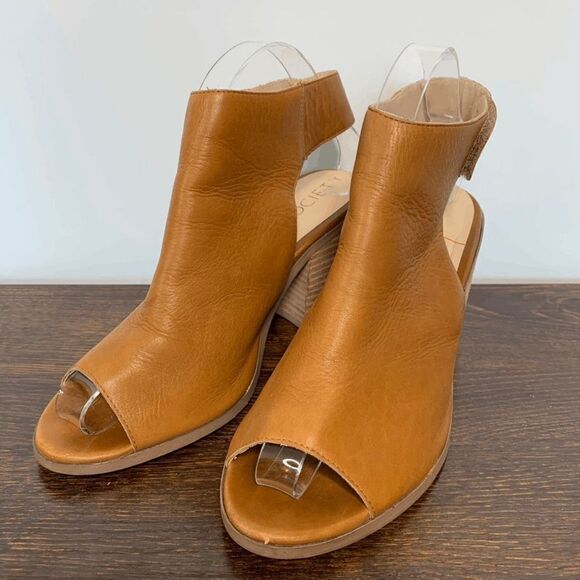 Sole Society Women's Peep Toe Bootie Heeled Sandals Ankle Strap Brown Size 8.5M - Picture 1 of 10